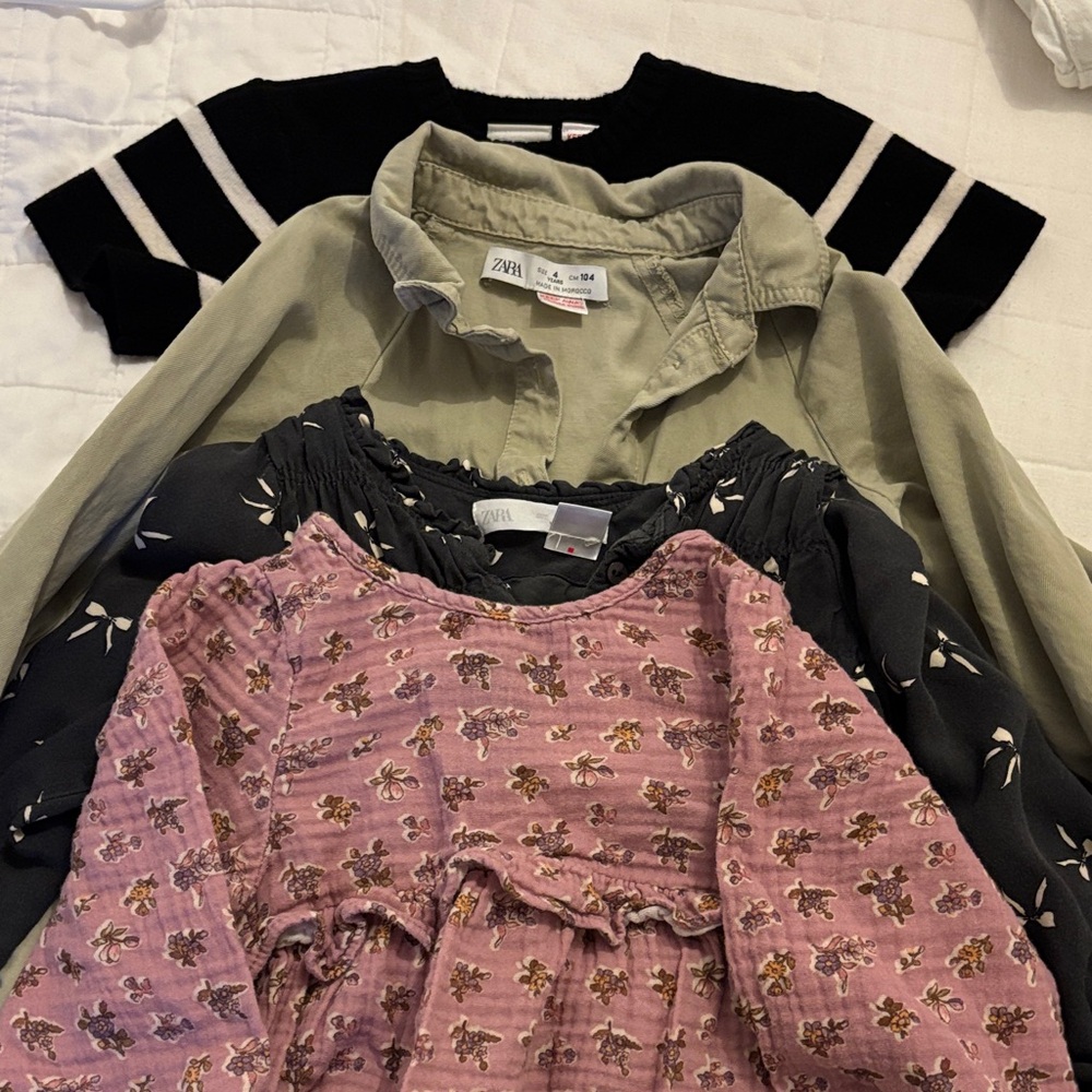 Zara Black, Green, and Pink dresses with Floral Patterns